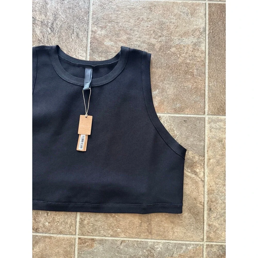 Skims Knit Swim High Neck Top Onyx Size 4X